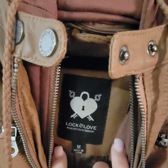 Caramel Faux Leather Jacket, size Medium - Picture 3 of 3